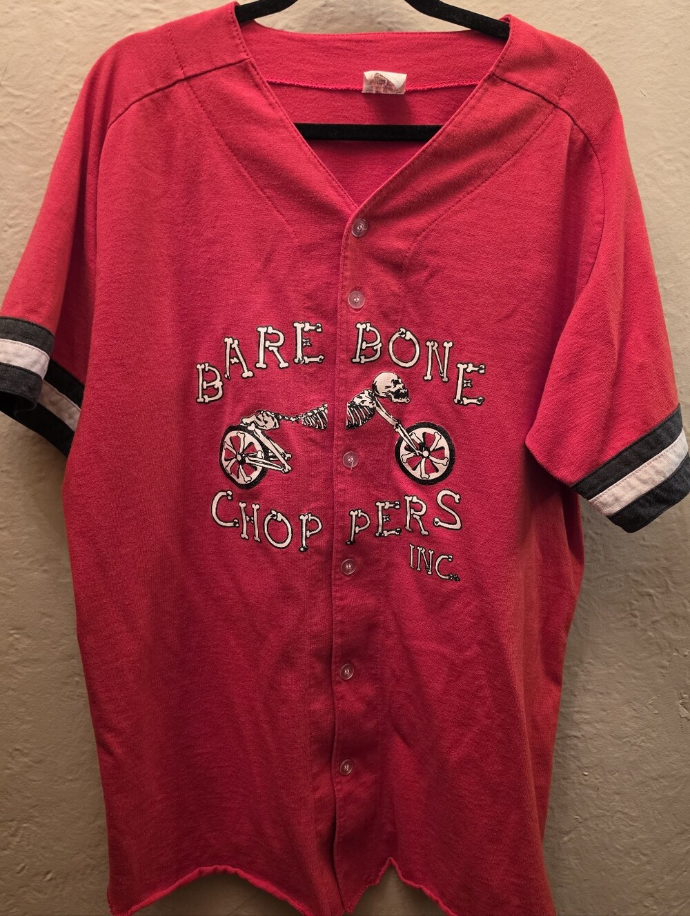Vintage 90s Bare Bone Choppers Skeleton Motorcycle Jersey XL Canada
